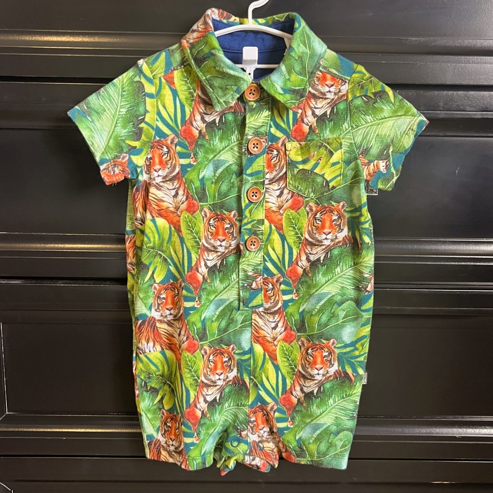 Posh Peanut Ranger Bamboo Print Romper Shortall